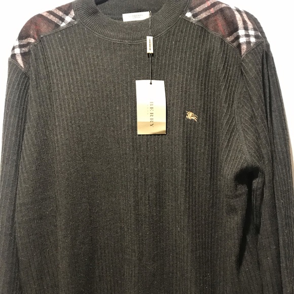 Men’s Burberry charcoal grey wool sweater NWT